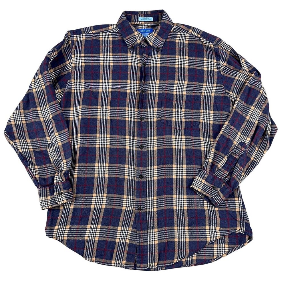 Saville Row Mens Flannel Button Down Shirt Sz Medium